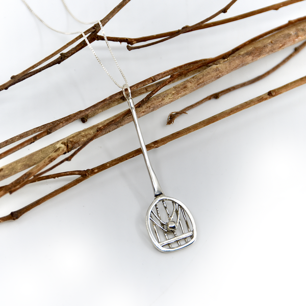 Silver Modern Lacrosse Goalie pendant